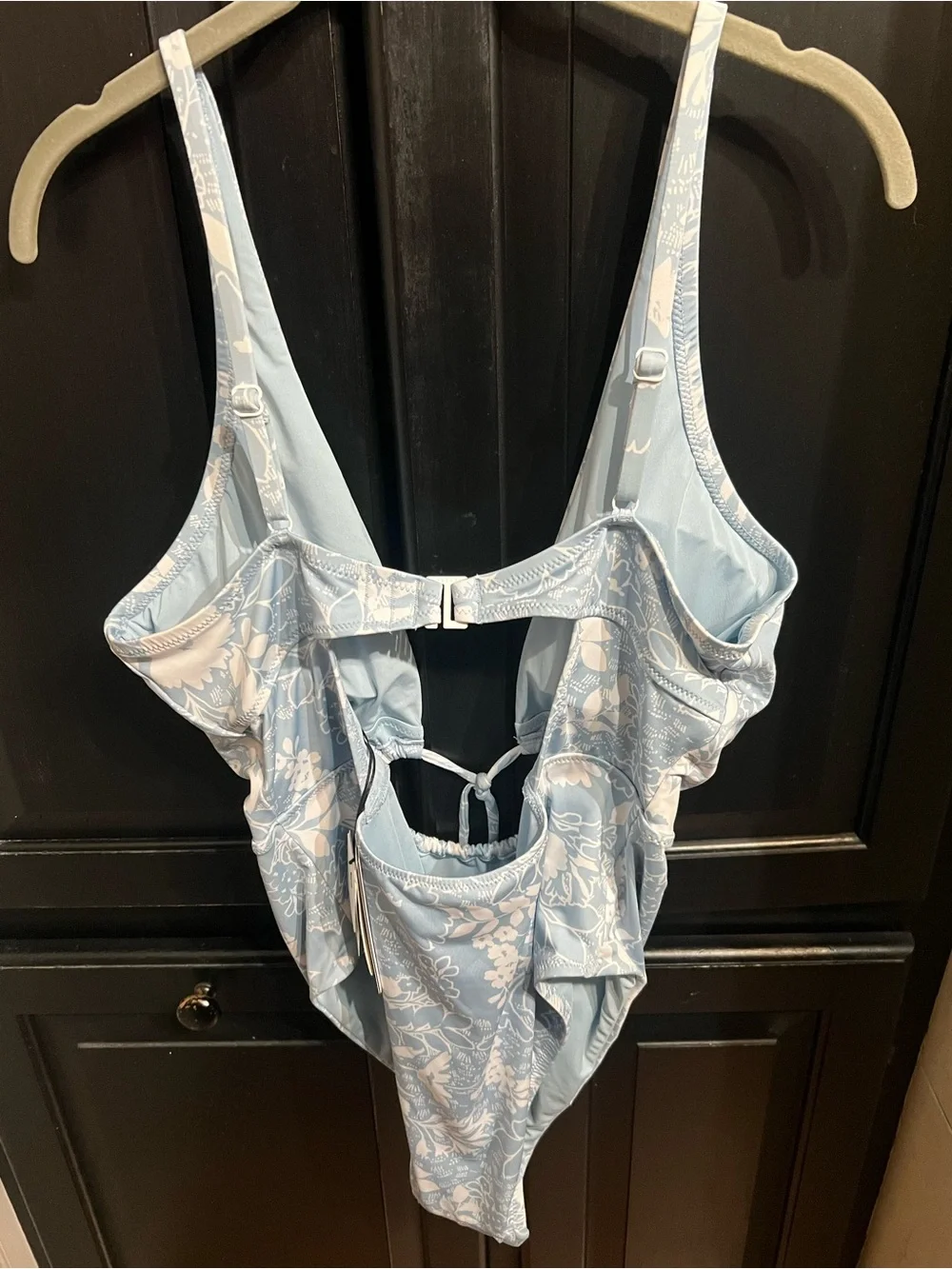 Sanctuary- Light Blue Floral One-Piece Swimsuit with Front Tie